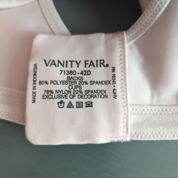 Vanity Fair Beauty Back Full Coverage Bra 42D Pink Wirefree Padded 71380 - Picture 6 of 6